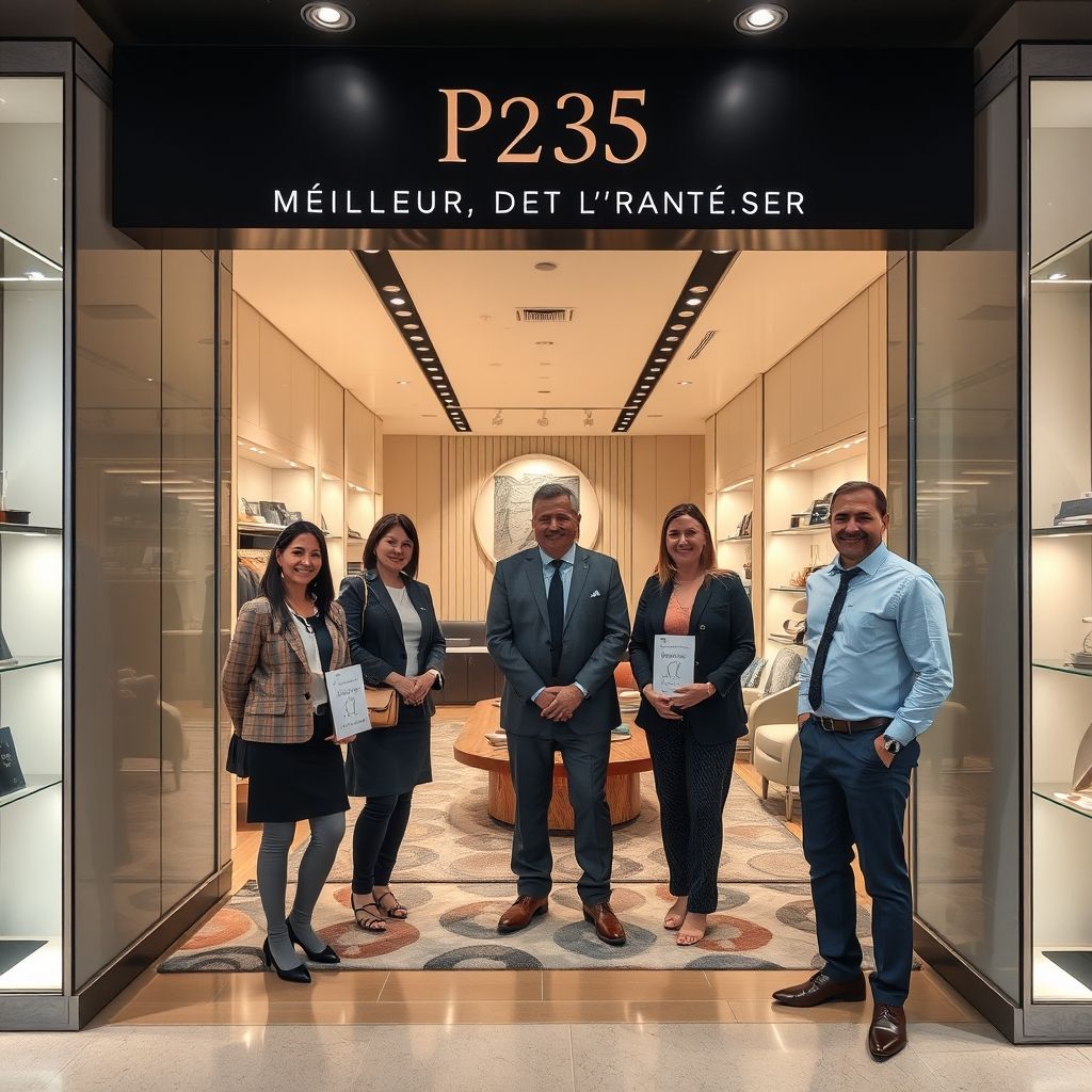 Une boutique élégante à Paris célèbre la remise du prix Meilleur Fournisseur 2025, avec l’équipe souriante et des tapis exposés mettant en valeur l’excellence et l’innovation.